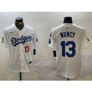 MLB Dodgers 13 Max Muncy White 2024 World Series Nike Cool Base Men Jersey with 34 Patch MLB Dodgers 13 Max Muncy White 2024 World Series Nike Cool Base Men Jersey with 34 Patch