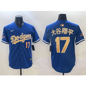 MLB Dodgers 17 大谷翔平 2025 Blue Gold Collection Nike Cool Base Men Jersey MLB Dodgers 17 大谷翔平 2025 Blue Gold Collection Nike Cool Base Men Jersey