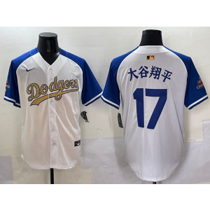 MLB Dodgers 17 大谷翔平 Blue White Gold Champion Nike Cool Base Men Jersey MLB Dodgers 17 大谷翔平 Blue White Gold Champion Nike Cool Base Men Jersey
