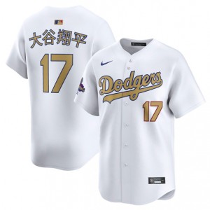MLB Dodgers 17 大谷翔平 White 2025 Gold Collection Nike Cool Base Men Jersey MLB Dodgers 17 大谷翔平 White 2025 Gold Collection Nike Cool Base Men Jersey