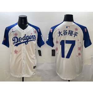 MLB Dodgers 17 大谷翔平 White Blue 2025 Tokyo Series Nike Cool Base Men Jersey MLB Dodgers 17 大谷翔平 White Blue 2025 Tokyo Series Nike Cool Base Men Jersey