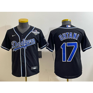 MLB Dodgers 17 Ohtani Black 2025 World Series Nike Cool Base Youth Jersey MLB Dodgers 17 Ohtani Black 2025 World Series Nike Cool Base Youth Jersey