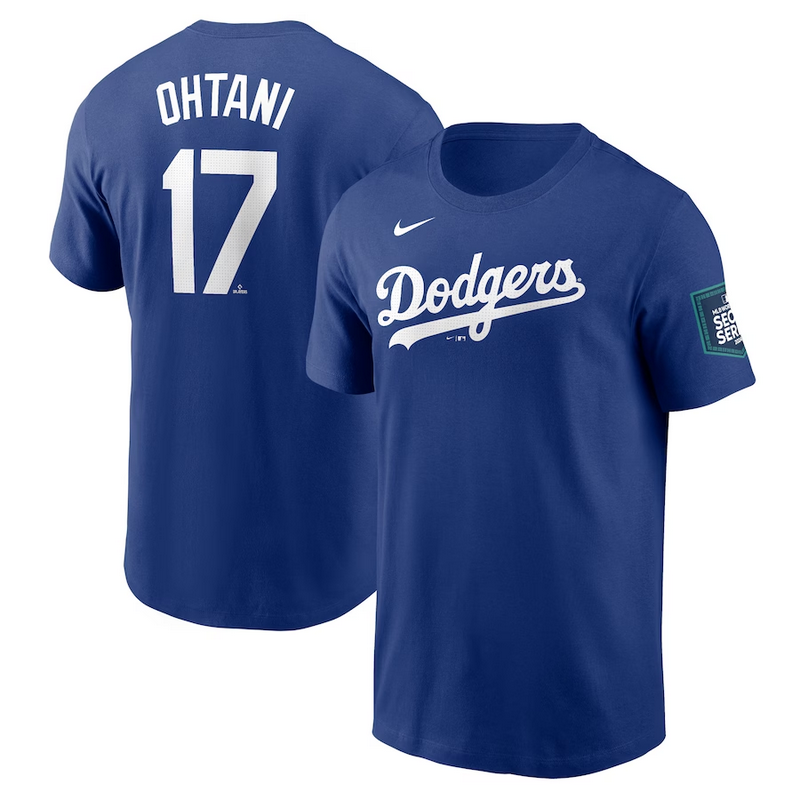 MLB Dodgers 17 Ohtani Royal  T-Shirt