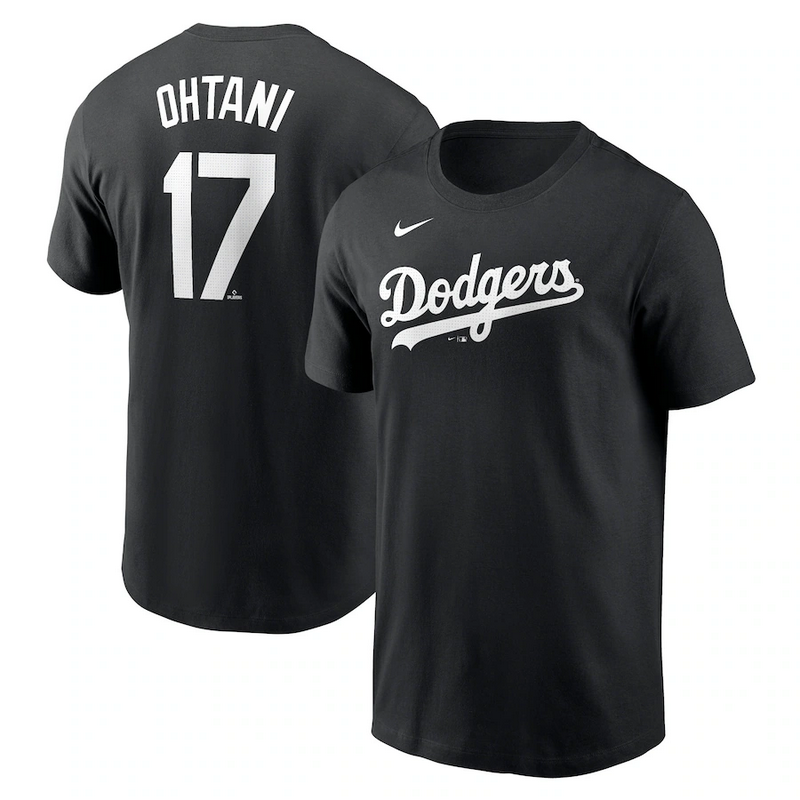 MLB Dodgers 17 Ohtani black T-Shirt MLB Dodgers 17 Ohtani black T-Shirt