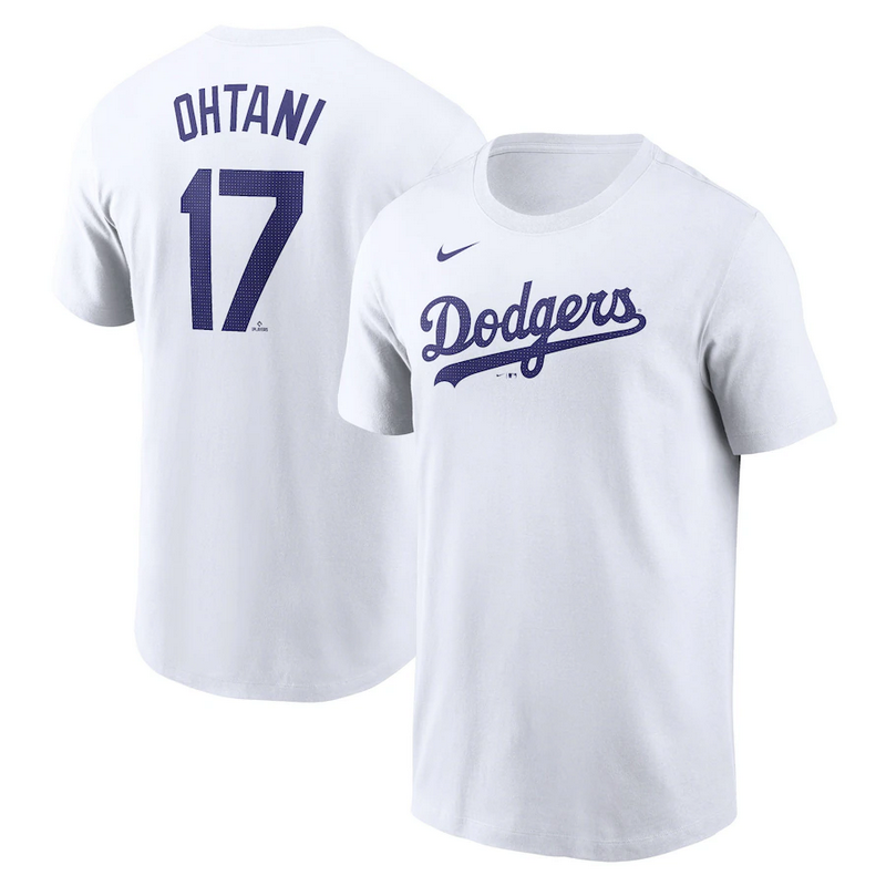 MLB Dodgers 17 Ohtani white T-Shirt MLB Dodgers 17 Ohtani white T-Shirt