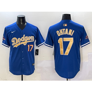 MLB Dodgers 17 Shohei Ohtani 2025 Blue Gold Collection Nike Cool Base Men Jersey MLB Dodgers 17 Shohei Ohtani 2025 Blue Gold Collection Nike Cool Base Men Jersey