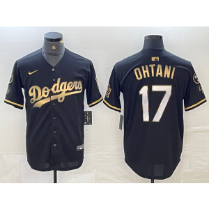 MLB Dodgers 17 Shohei Ohtani Black Gold Nike Cool Base Men Jersey MLB Dodgers 17 Shohei Ohtani Black Gold Nike Cool Base Men Jersey
