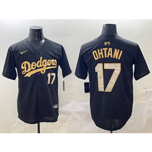 MLB Dodgers 17 Shohei Ohtani Black Gold Nike Cool Base Men Jersey MLB Dodgers 17 Shohei Ohtani Black Gold Nike Cool Base Men Jersey