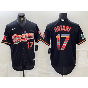 MLB Dodgers 17 Shohei Ohtani Black Rainbow Nike Cool Base Men Jersey MLB Dodgers 17 Shohei Ohtani Black Rainbow Nike Cool Base Men Jersey