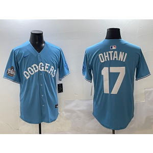 MLB Dodgers 17 Shohei Ohtani Blue 2024 World Series Nike Cool Base Men Jersey MLB Dodgers 17 Shohei Ohtani Blue 2024 World Series Nike Cool Base Men Jersey