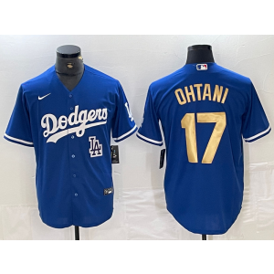 MLB Dodgers 17 Shohei Ohtani Blue Gold Nike Cool Base Men Jersey MLB Dodgers 17 Shohei Ohtani Blue Gold Nike Cool Base Men Jersey