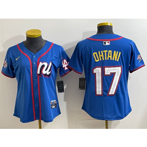 MLB Dodgers 17 Shohei Ohtani Blue National League 2025 All Star Nike Cool Base Women Jersey 2 MLB Dodgers 17 Shohei Ohtani Blue National League 2025 All Star Nike Cool Base Women Jersey 2