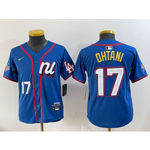 MLB Dodgers 17 Shohei Ohtani Blue National League 2025 All Star Nike Cool Base Women Jersey MLB Dodgers 17 Shohei Ohtani Blue National League 2025 All Star Nike Cool Base Women Jersey