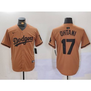 MLB Dodgers 17 Shohei Ohtani Brown Cool Base Men Jersey MLB Dodgers 17 Shohei Ohtani Brown Cool Base Men Jersey
