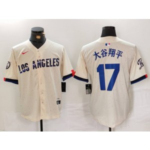 MLB Dodgers 17 Shohei Ohtani Cream 2024 City Connect Nike Cool Base Men Jersey MLB Dodgers 17 Shohei Ohtani Cream 2024 City Connect Nike Cool Base Men Jersey