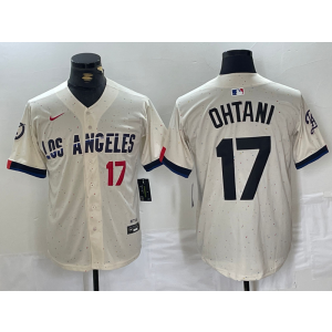 MLB Dodgers 17 Shohei Ohtani Cream Cool Base Men Jersey MLB Dodgers 17 Shohei Ohtani Cream Cool Base Men Jersey