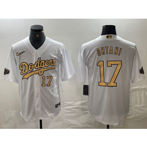 MLB Dodgers 17 Shohei Ohtani Gold White Nike Cool Base Men Jersey MLB Dodgers 17 Shohei Ohtani Gold White Nike Cool Base Men Jersey