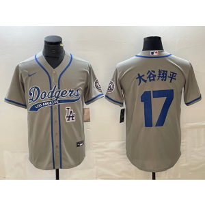 MLB Dodgers 17 Shohei Ohtani Gray Baseball Nike Cool Base Men Jersey MLB Dodgers 17 Shohei Ohtani Gray Baseball Nike Cool Base Men Jersey