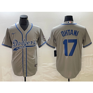MLB Dodgers 17 Shohei Ohtani Grey Baseball Nike Cool Base Men Jersey 1 MLB Dodgers 17 Shohei Ohtani Grey Baseball Nike Cool Base Men Jersey 1