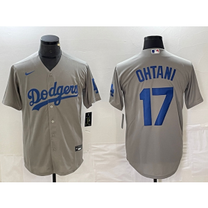 MLB Dodgers 17 Shohei Ohtani Grey Nike Cool Base Men Jersey 1 MLB Dodgers 17 Shohei Ohtani Grey Nike Cool Base Men Jersey 1
