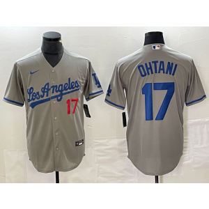 MLB Dodgers 17 Shohei Ohtani Grey Nike Cool Base Men Jersey MLB Dodgers 17 Shohei Ohtani Grey Nike Cool Base Men Jersey