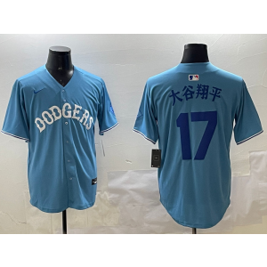 MLB Dodgers 17 Shohei Ohtani Light Blue Nike Cool Base Men Jersey MLB Dodgers 17 Shohei Ohtani Light Blue Nike Cool Base Men Jersey