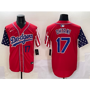 MLB Dodgers 17 Shohei Ohtani Red USA Flag Nike Cool Base Men Jersey MLB Dodgers 17 Shohei Ohtani Red USA Flag Nike Cool Base Men Jersey