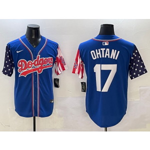 MLB Dodgers 17 Shohei Ohtani USA Flag Blue Nike Cool Base Men Jersey MLB Dodgers 17 Shohei Ohtani USA Flag Blue Nike Cool Base Men Jersey