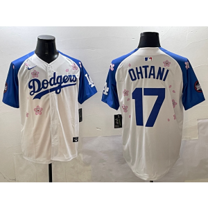 MLB Dodgers 17 Shohei Ohtani White Blue 2025 Tokyo Series Nike Cool Base Men Jersey MLB Dodgers 17 Shohei Ohtani White Blue 2025 Tokyo Series Nike Cool Base Men Jersey