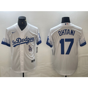 MLB Dodgers 17 Shohei Ohtani White City Connect Cool Base Men Jersey MLB Dodgers 17 Shohei Ohtani White City Connect Cool Base Men Jersey