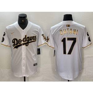 MLB Dodgers 17 Shohei Ohtani White Gold Cool Base Men Jersey MLB Dodgers 17 Shohei Ohtani White Gold Cool Base Men Jersey