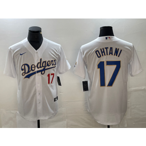 MLB Dodgers 17 Shohei Ohtani White Gold Nike Cool Base Men Jersey MLB Dodgers 17 Shohei Ohtani White Gold Nike Cool Base Men Jersey
