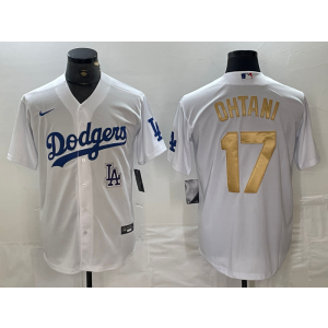MLB Dodgers 17 Shohei Ohtani White Gold Nike Cool Base Men Jersey MLB Dodgers 17 Shohei Ohtani White Gold Nike Cool Base Men Jersey