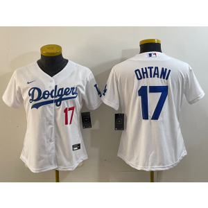 MLB Dodgers 17 Shohei Ohtani White Nike Cool Base Women Jersey MLB Dodgers 17 Shohei Ohtani White Nike Cool Base Women Jersey