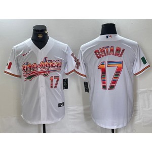 MLB Dodgers 17 Shohei Ohtani White Rainbow Nike Cool Base Men Jersey MLB Dodgers 17 Shohei Ohtani White Rainbow Nike Cool Base Men Jersey