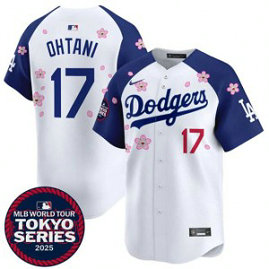 MLB Dodgers 17 Shohei Ohtani White Royal 2025 Tokyo Series Nike Cool Base Men Jersey MLB Dodgers 17 Shohei Ohtani White Royal 2025 Tokyo Series Nike Cool Base Men Jersey