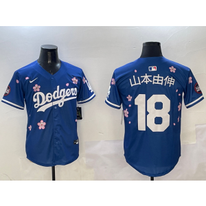 MLB Dodgers 18 18 山本由伸 Blue 2025 Tokyo Series Nike Cool Base Men Jersey MLB Dodgers 18 18 山本由伸 Blue 2025 Tokyo Series Nike Cool Base Men Jersey