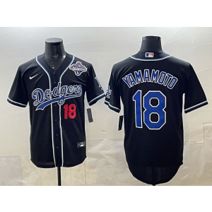 MLB Dodgers 18 Yamamoto Black 2025 World Series Champion Nike Cool Base Men Jersey 1 MLB Dodgers 18 Yamamoto Black 2025 World Series Champion Nike Cool Base Men Jersey 1