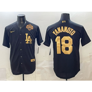 MLB Dodgers 18 Yamamoto Black Gold 2025 World Series Champion Nike Cool Base Men Jersey MLB Dodgers 18 Yamamoto Black Gold 2025 World Series Champion Nike Cool Base Men Jersey