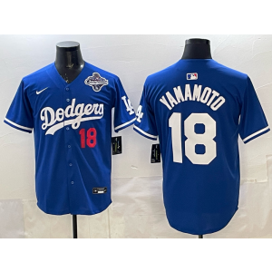 MLB Dodgers 18 Yamamoto Blue 2025 World Series Champion Nike Cool Base Men Jersey MLB Dodgers 18 Yamamoto Blue 2025 World Series Champion Nike Cool Base Men Jersey