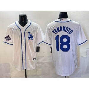 MLB Dodgers 18 Yamamoto White 2025 World Series Champion Nike Cool Base Men Jersey 1 MLB Dodgers 18 Yamamoto White 2025 World Series Champion Nike Cool Base Men Jersey 1