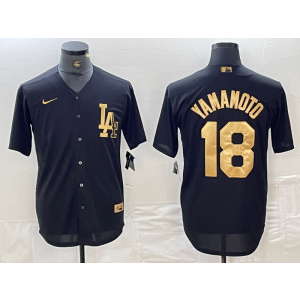 MLB Dodgers 18 Yoshinobu Yamamoto Black Gold Nike Cool Base Men Jersey MLB Dodgers 18 Yoshinobu Yamamoto Black Gold Nike Cool Base Men Jersey
