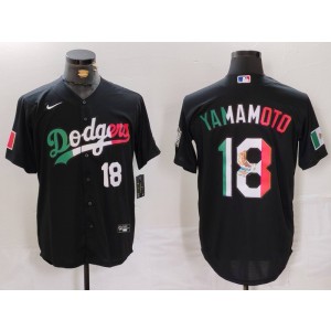 MLB Dodgers 18 Yoshinobu Yamamoto Black Mexico Nike Cool Base Men Jersey MLB Dodgers 18 Yoshinobu Yamamoto Black Mexico Nike Cool Base Men Jersey