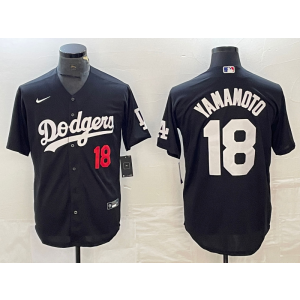 MLB Dodgers 18 Yoshinobu Yamamoto Black Nike Cool Base Men Jersey MLB Dodgers 18 Yoshinobu Yamamoto Black Nike Cool Base Men Jersey