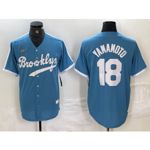 MLB Dodgers 18 Yoshinobu Yamamoto Blue Cool Base Jersey MLB Dodgers 18 Yoshinobu Yamamoto Blue Cool Base Jersey