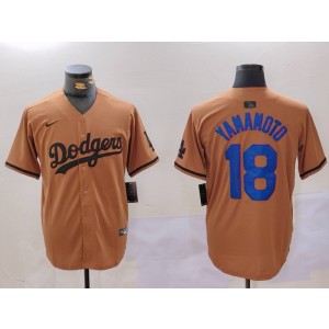 MLB Dodgers 18 Yoshinobu Yamamoto Brown Nike Cool Base Men Jersey MLB Dodgers 18 Yoshinobu Yamamoto Brown Nike Cool Base Men Jersey