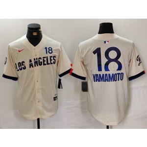 MLB Dodgers 18 Yoshinobu Yamamoto Cream 2024 City Connect Nike Cool Base Men Jersey MLB Dodgers 18 Yoshinobu Yamamoto Cream 2024 City Connect Nike Cool Base Men Jersey