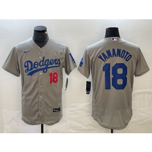 MLB Dodgers 18 Yoshinobu Yamamoto Grey Nike Flexbase Men Jersey MLB Dodgers 18 Yoshinobu Yamamoto Grey Nike Flexbase Men Jersey