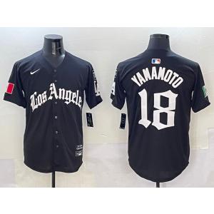 MLB Dodgers 18 Yoshinobu Yamamoto New Black Nike Cool Base Men Jersey MLB Dodgers 18 Yoshinobu Yamamoto New Black Nike Cool Base Men Jersey