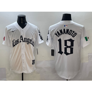 MLB Dodgers 18 Yoshinobu Yamamoto New White Nike Cool Base Men Jersey MLB Dodgers 18 Yoshinobu Yamamoto New White Nike Cool Base Men Jersey